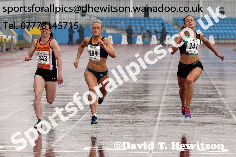Senior womens 100 metres, Northern Championships, Sport City, Manchester. Photo: David T. Hewitson/Sports for All Pics